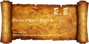Reininger Bence névjegykártya